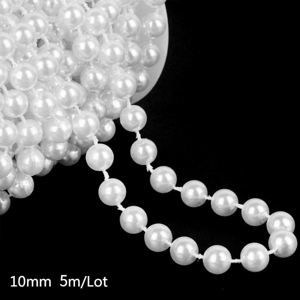 Multifunctional 5m Pearl Bead String 4/5/6/8/10mm Round Imitation Pearls Chain Fishing Line Pearl Garland Decor Party Decoration
