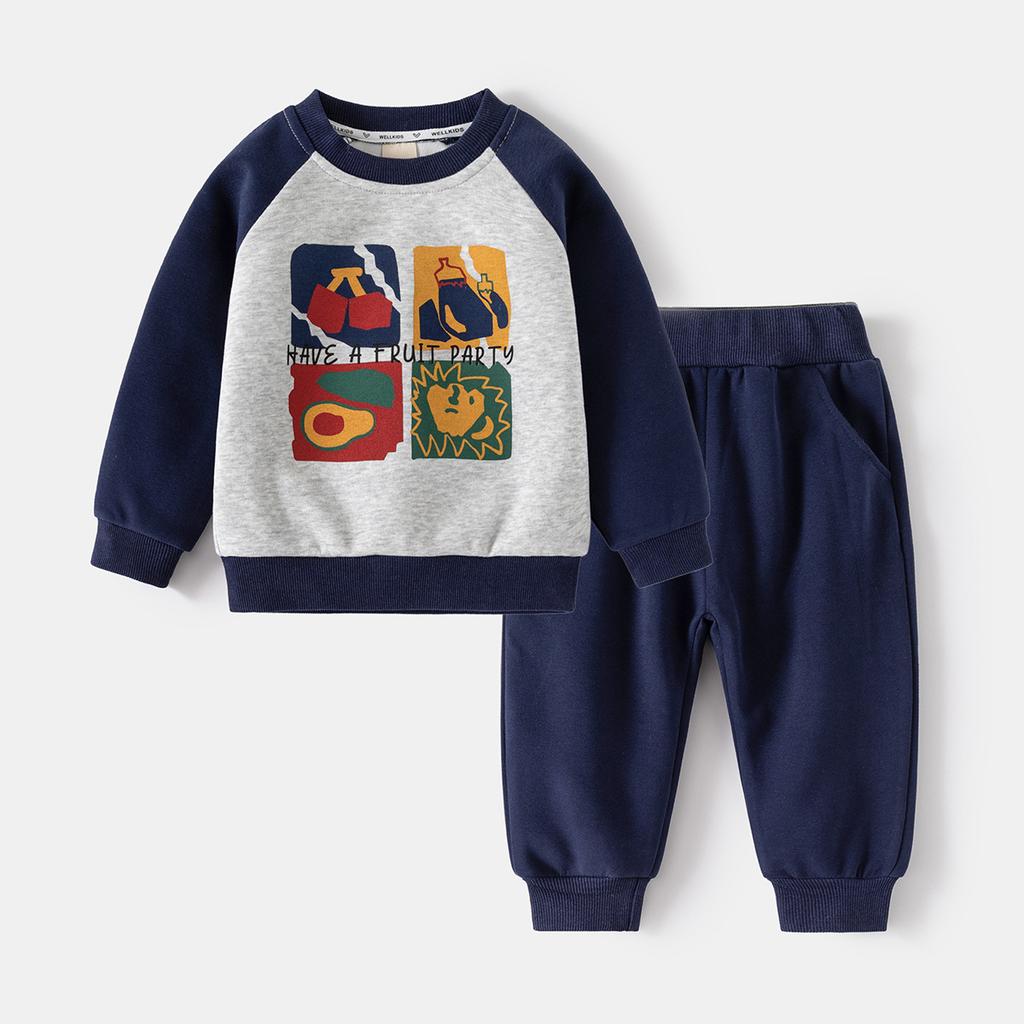 Boys Cartoon Outfit Set Sweatshirt and Jogger Pants Two Piece Tracksuit Casual Clothing for Toddler and Kids