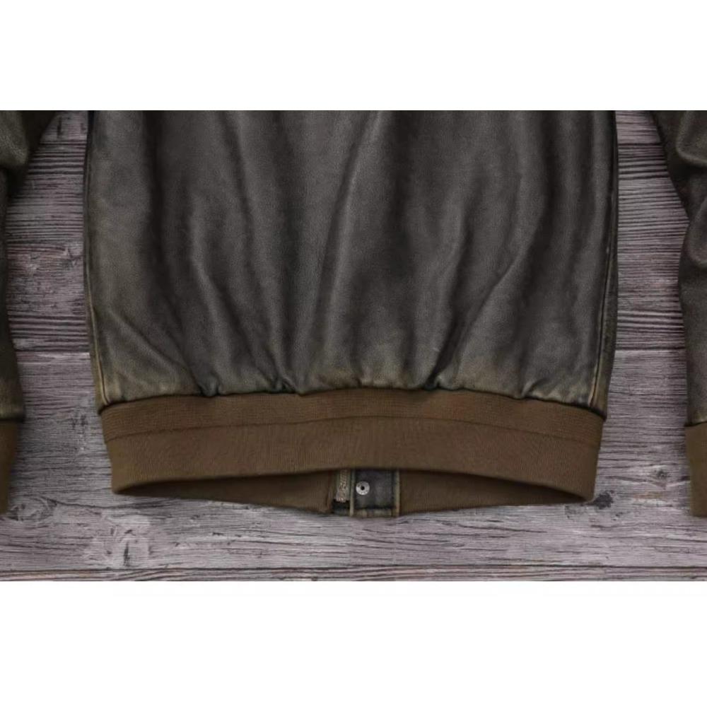 Chinese Size Classic Military A2 Air Force Leather Flight Jackets Vintage Stonewashed Cow Leather Jacket Men Soft Cowhide Mens Coat