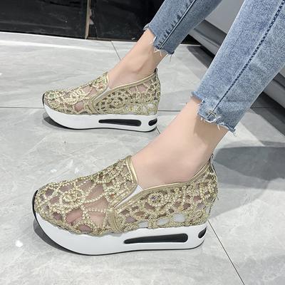 Spring and Summer Chunky Shoes Mesh Breathable Fashion Sequin Hoodie Women's Shoes