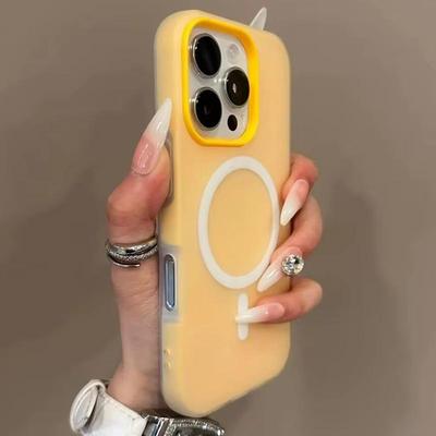 Luxuriöse Candy Color 2 IN 1 Magsafe Hülle für iPhone 16 15 14 Plus 13 11 12 Pro Max Magnetisches Kabelloses Lade Bumper Mattes Cover