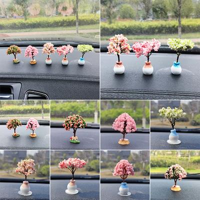 1/3/5pcs Mini Ornaments Plastic Flower Tree Micro-landscape Car Center Console Decor Home Office Artificial Plant Ornaments