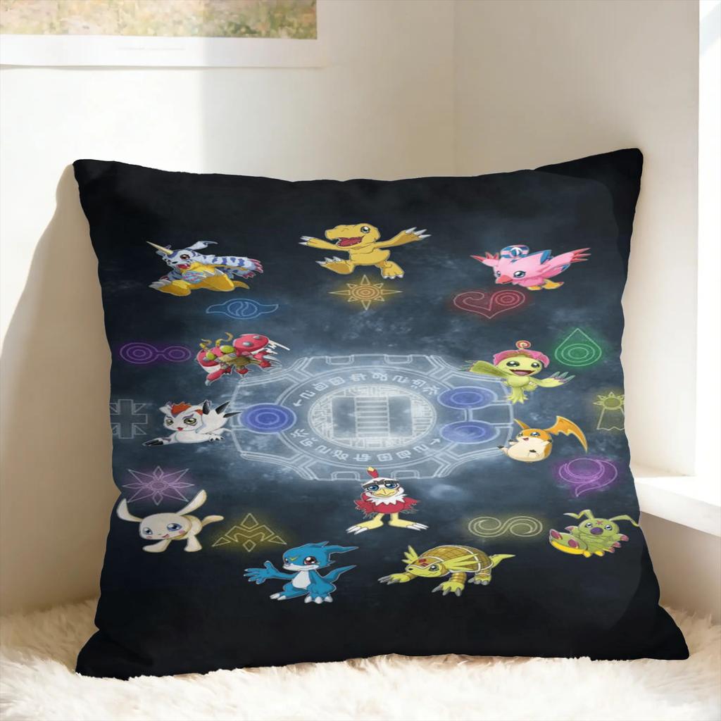 Pillow Cover Anime D-DigimonS Retro Trendy Pillow Case For Sofa Car Home Decor Pillowcases