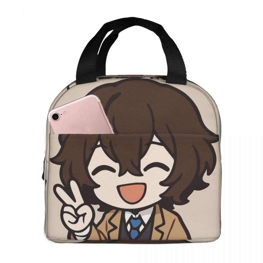 Osamu Dazai Bungo Stray Dogs Anime Insulated Lunch Bag for Women Kids Portable Food Boxes Thermal Lunch Box Tote