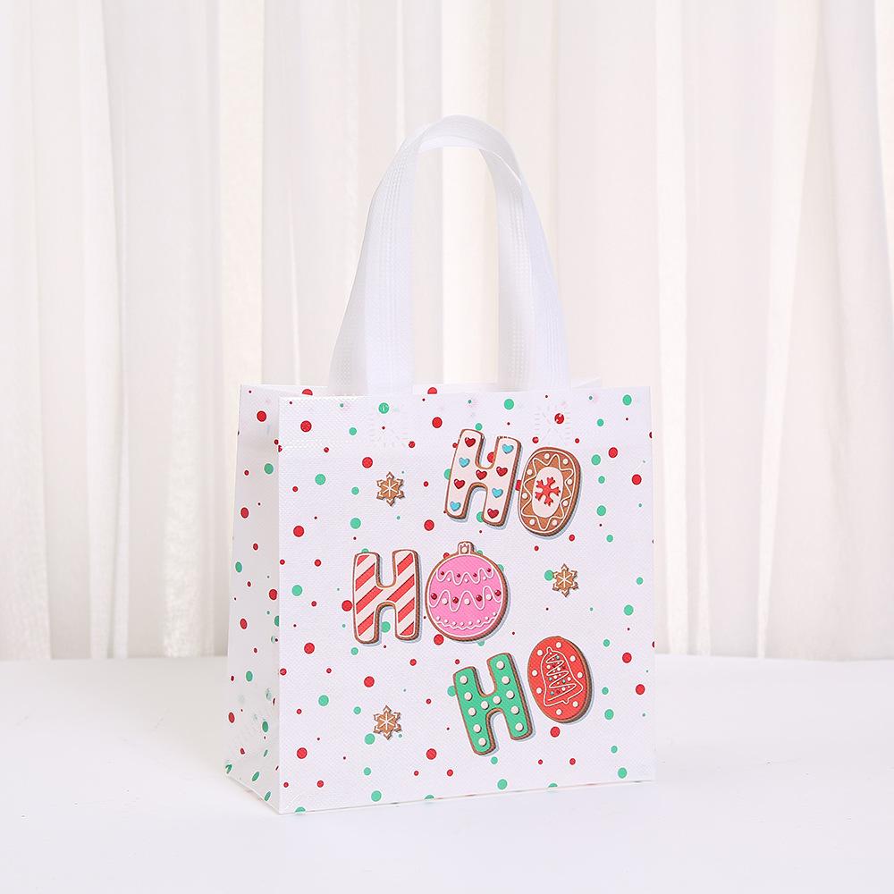 Christmas Tote Bags Reusable Gift Bags Non-Woven Christmas Gift Organiser Santa Snowman Treat Bags Navidad Party Decorations