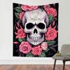 Gothic Tapestry Skull With Beauty Roses Tapestries Vintage Goth Garden Tapestry Wall Tapestry for Bedroom Aesthetic Decor