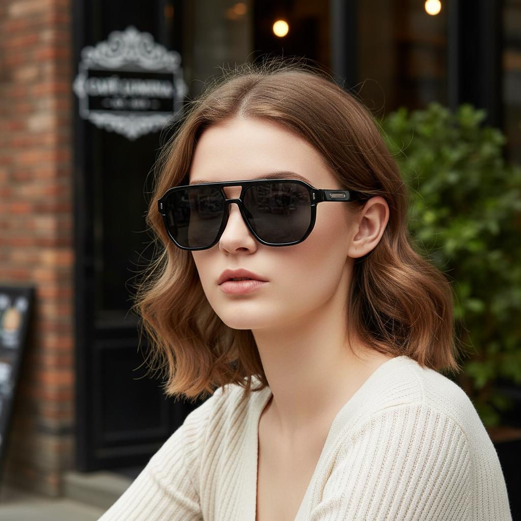 Simple Square Large Frame Glasses For Both Men And Women, Uv-protective Sunglasses 9026