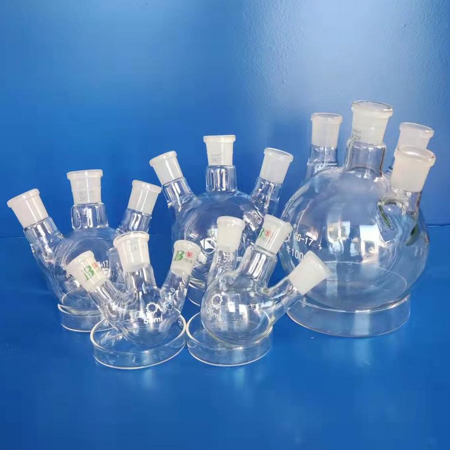 High-Temperature Resistant Round-Bottom Glass Distillation Flasks, Three/Four-Necked Options