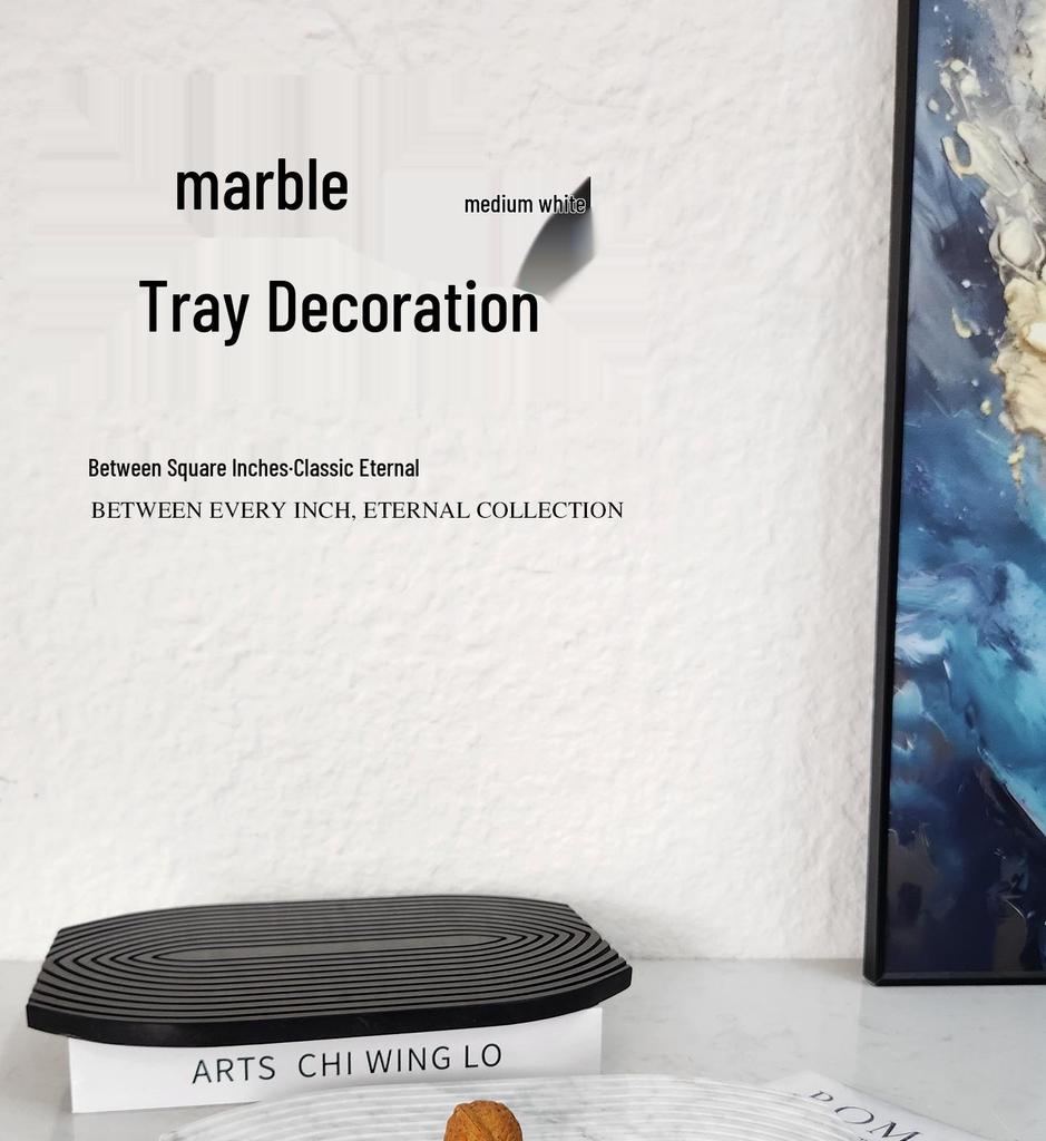 Modern Marble Tray Ornament for Living Room, Bedroom, and Hotel Décor