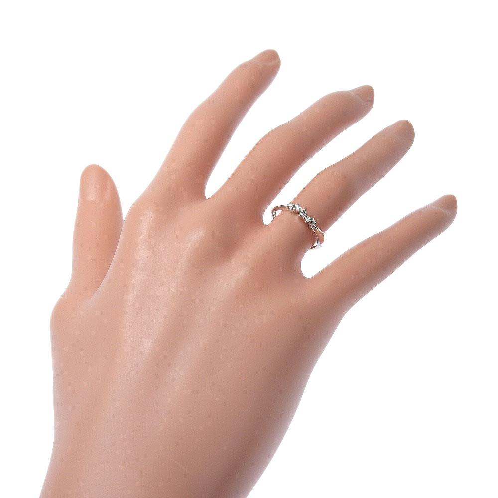 4℃ 5P Ring K18 white gold/diamond #4.1(US Size) 1.6g Women Used