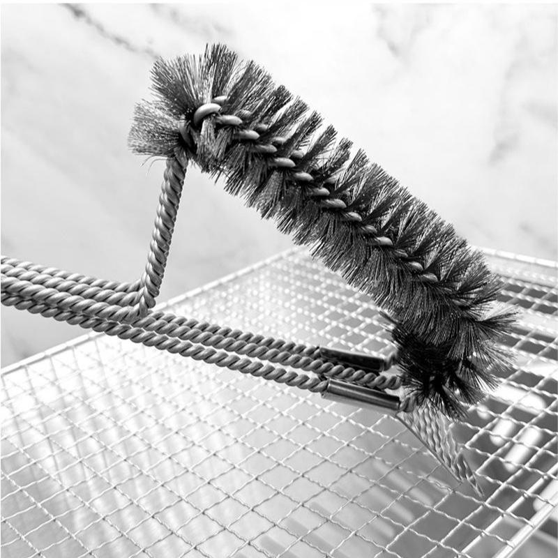 BBQ BBQ Brush Steel Wire Brush 18 Inch Three-layer Cleaning Brush Oven Cleaning Three-head Brush BBQ Tool Brush