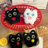 Cute Black Cat Pendant Plush Cartoon Kitten Doll Keychain Backpack Schoolbags Keyring Charm Accessories Party Fevor Gifts