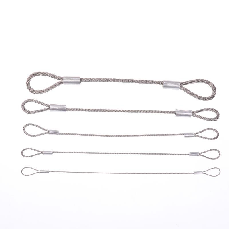 3 Pcs Safe 20Cm Safety Security Cable Wire Stainless Steel Sliver Stage Lights Rope Double Loop Daily