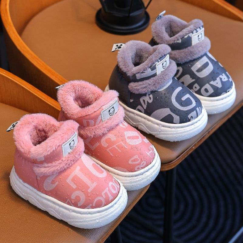 Gutter Snøstøvler Vinter Vanntett Fleece Baby Vintersko Barnas Store Bomullssko Jenter Fortykket Varm Gutter Bomullsstøvler