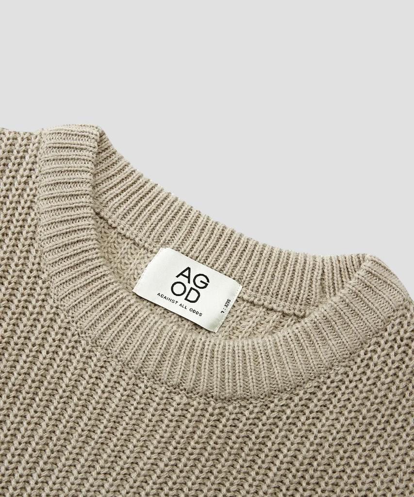 AGOD Crew Neck Ribbed Oversized Hazzi Knit [Beige]