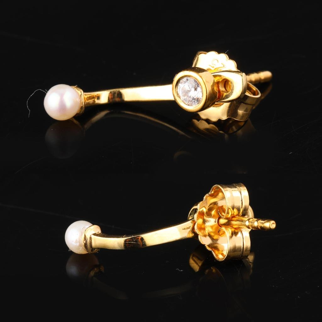 Pearl & Cubic Zirconia Earrings 925 Sterling Silver Jewelry Gift