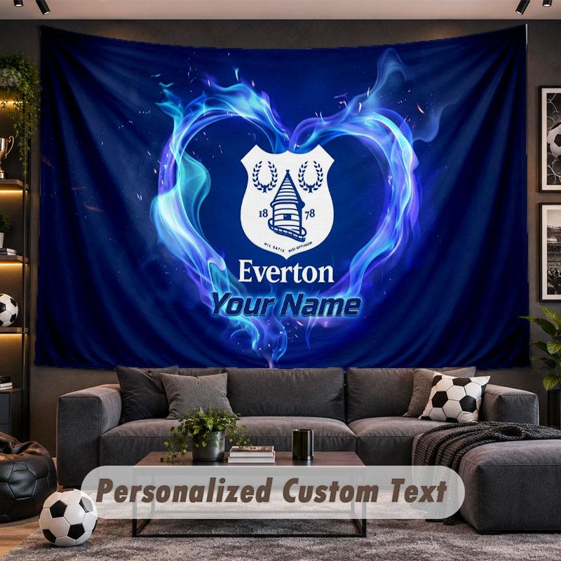 Wall Hanging Tapestry Custom NameEverton FC Pattern Personalized Printed Fabric Wall Decor