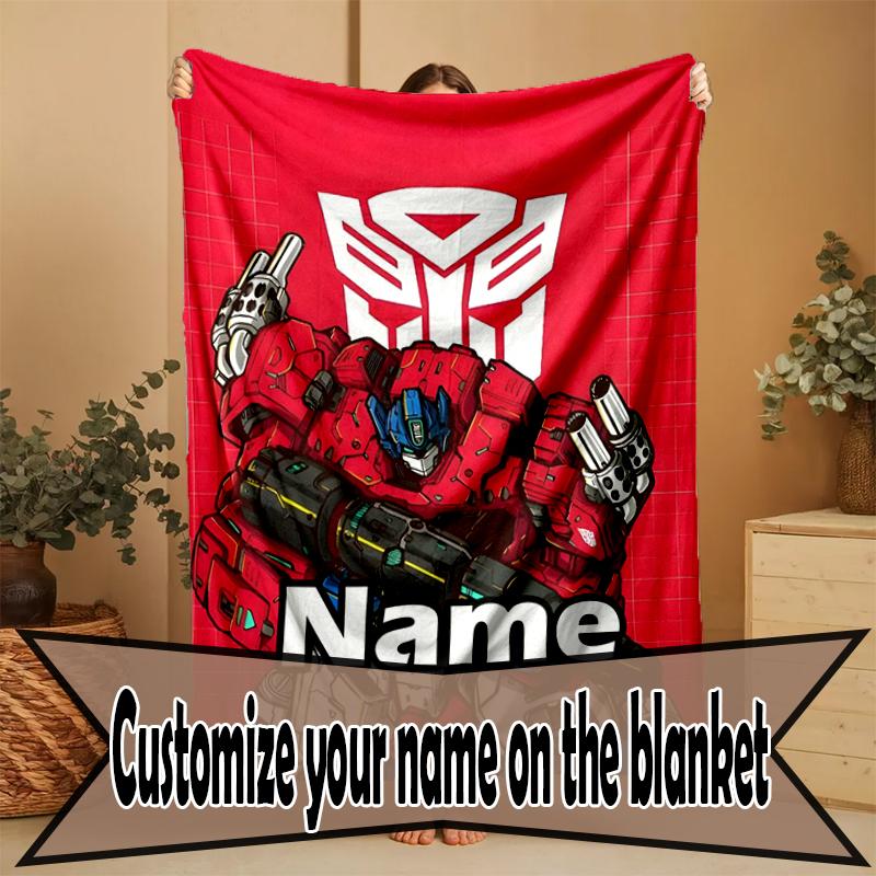Custom Name Personalized Transformers Print Blanket, Home Decor, Bedroom, Sofa, Camping, Couch, Gifts for Birthday Christmas