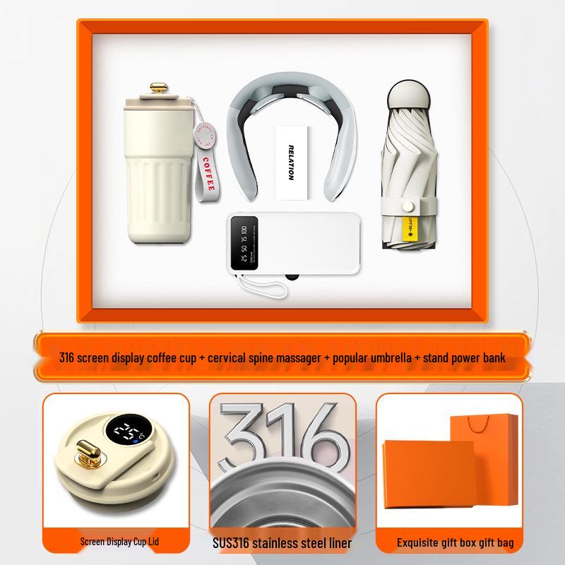 Customized Business Gift Set: Coffee Cup & Power Bank for Company Events