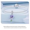 Silver Iris Gradient Oil Drip Pendant & S925 Sterling Flower Bracelet Beads