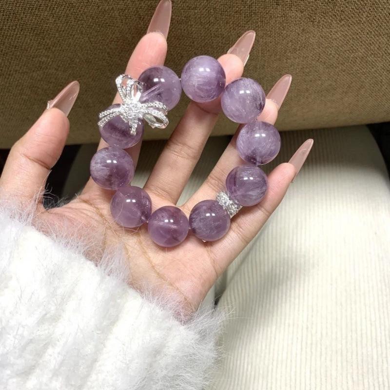 Eis-Transparenter Kaninchenhaar-Amethyst-Armreif mit Energiekristall und Zertifikat