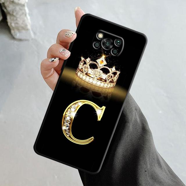 

Чехол для телефона Xiaomi Poco X3 Nfc X4pro M3 C40 для Mi 12 11 10 10t 8 Note10 Lite 11ultra 11t Pro F1 Gold Diamond Crown Letter For Poco X3 NFC