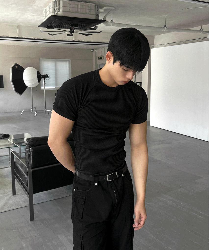 Siaosiko Muscle Fit Round Short Sleeve Knit