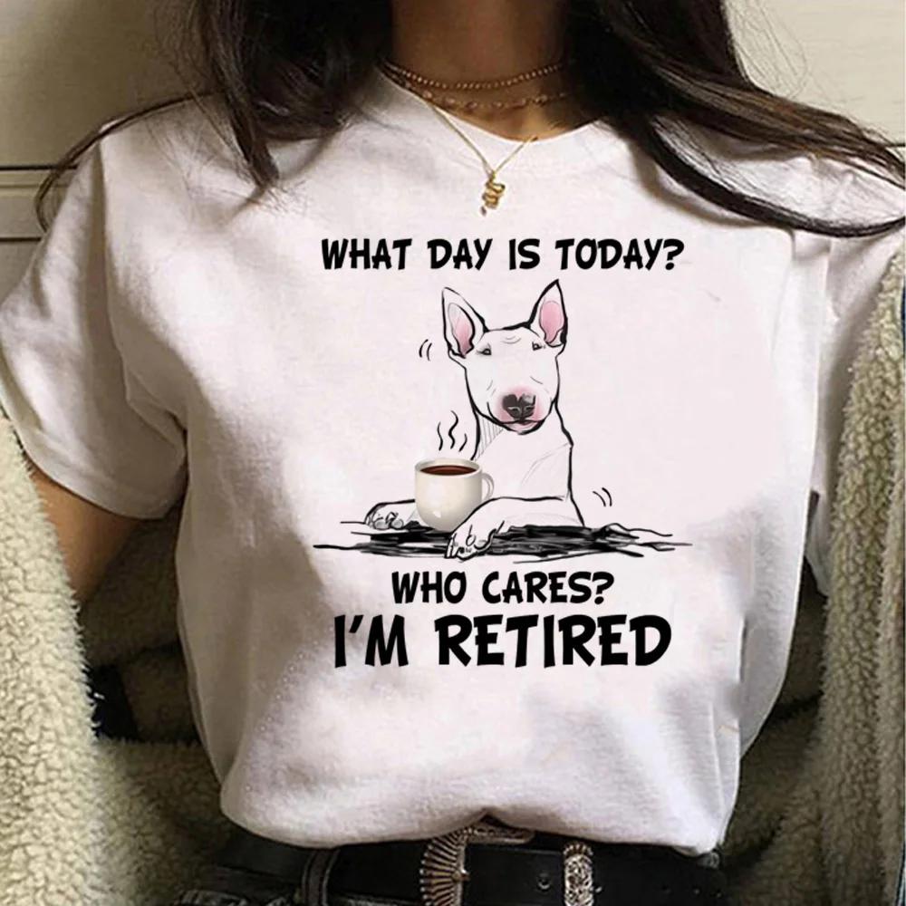 Cute classic cartoon bull terrier Harajuku print T-shirt unisex summer pet pattern shirt dog lover top gift dog owner shirt