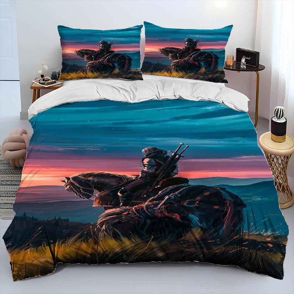 3D The W-Witcher Game Gamer cartoon Comforter Bedding Set,Duvet Cover Bed Set Quilt Cover Pillowcase,king Queen Size Bedding Set