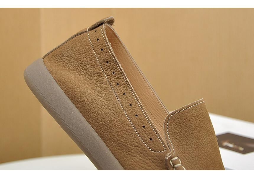 Men's Retro Hand-rubbed Crazy Horse Leather Slip-on Loafers - Casual, Comfortable, Soft & Elastic.