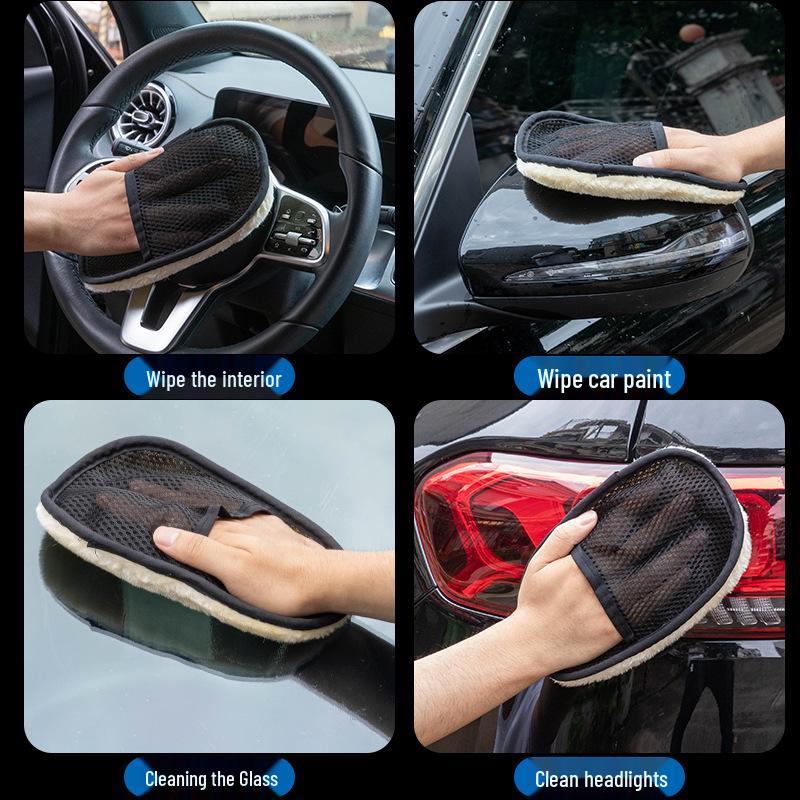 Chenille Bear Paw Car Wash Mitt - Safe for Paint, Plush Faux Wool