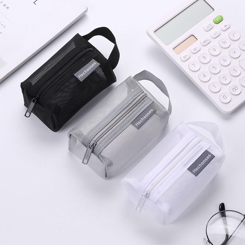 New Minimalist 3D Square Mesh Coin Purse for Women Large Capacity Key Card Holder Transparent Storage Bag