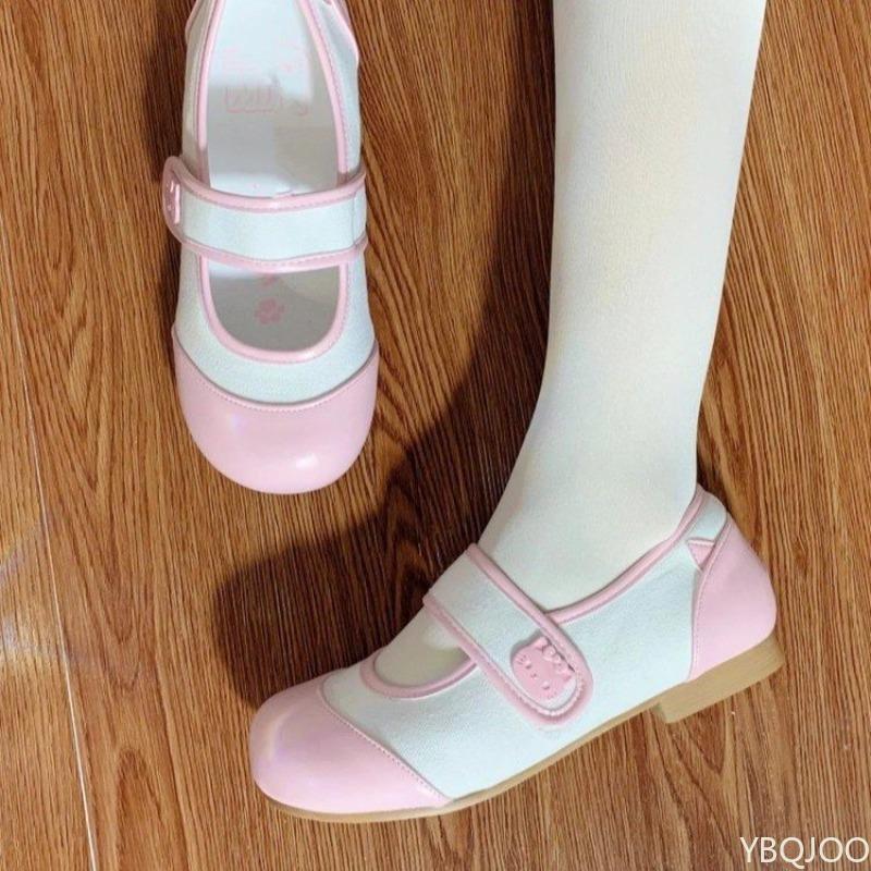 Fashion Small cute round toe flat sole shoes for spring and summer versatile color blocked casual simple daily not tiring women's shoes