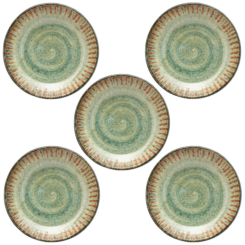Utsuwa Roan Seto Ware Shinsen Ceramics Food Ash Glaze Jukusa Plate Serving Dish 17cm Diameter Tableware Set 5 Pieces Made In Japan "Japanese Utensils"