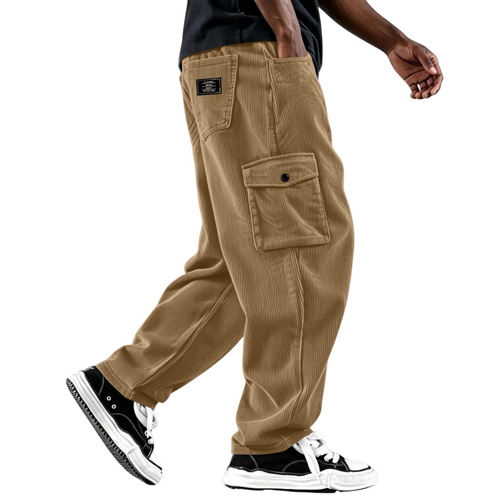 Pantaloni da uomo in velluto a coste con sei tasche e