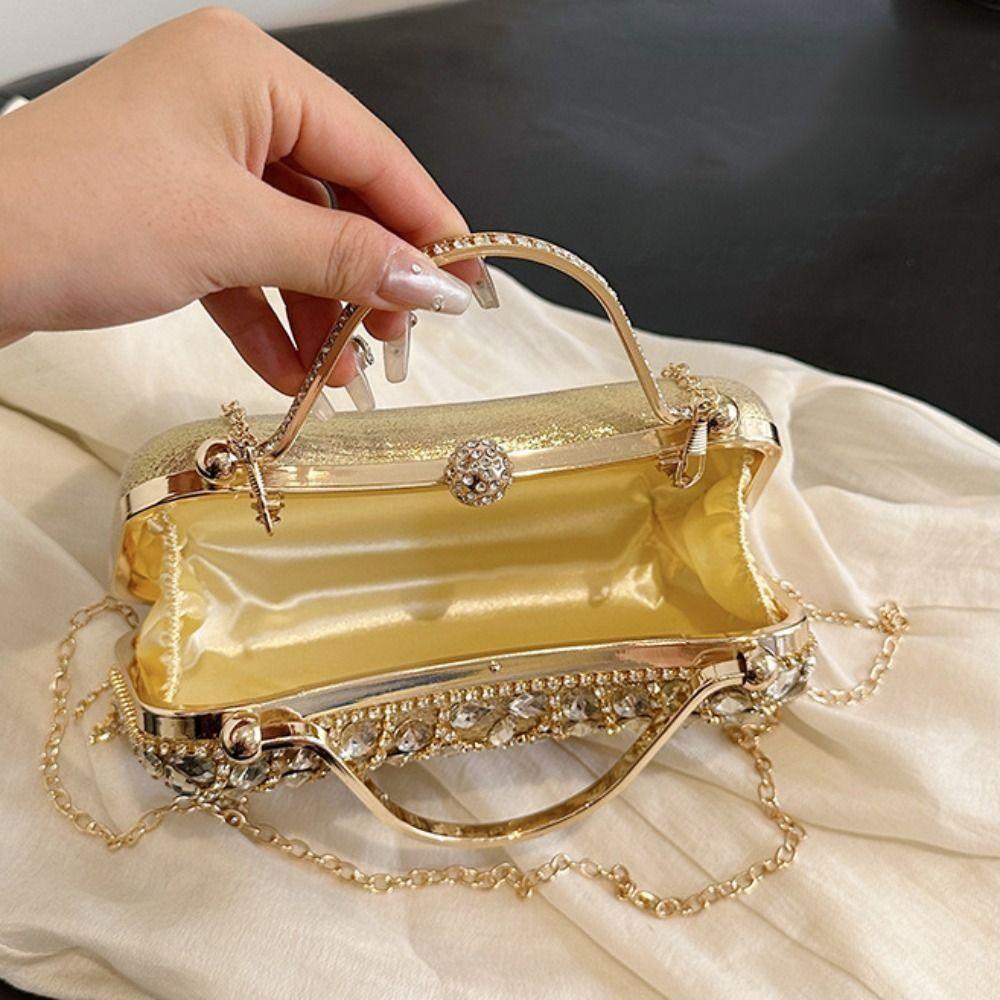 French Shiny Tassel Evening Banquet Bag Sequin Bling Glitter Chain Crossbody Bag Crystal Purse Rhinestone Shoulder Bag Party