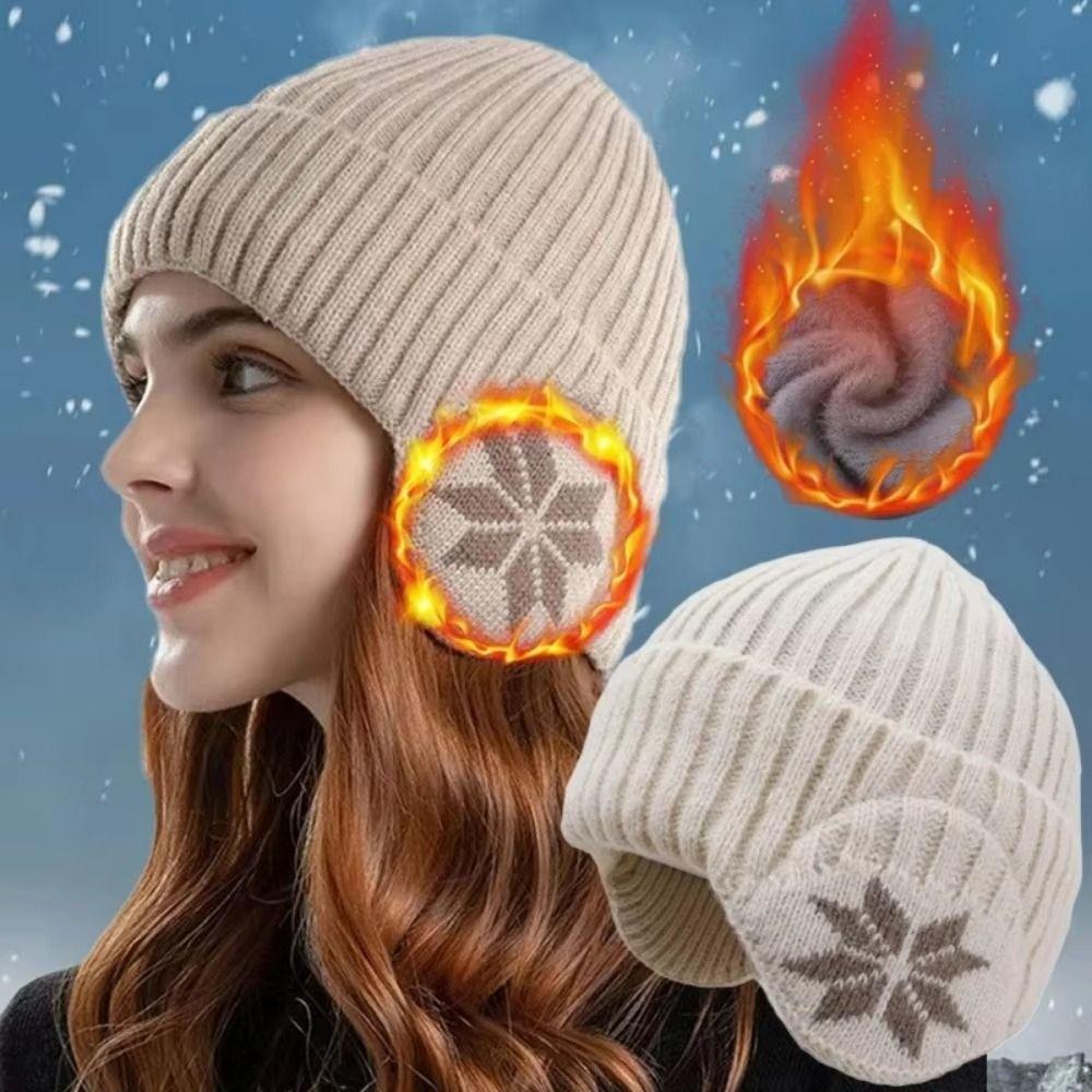 Thermal Winter Knitted Hat Windproof Ear Protection Hat Universal Fit Warm Knit Cap  Winter Cycling