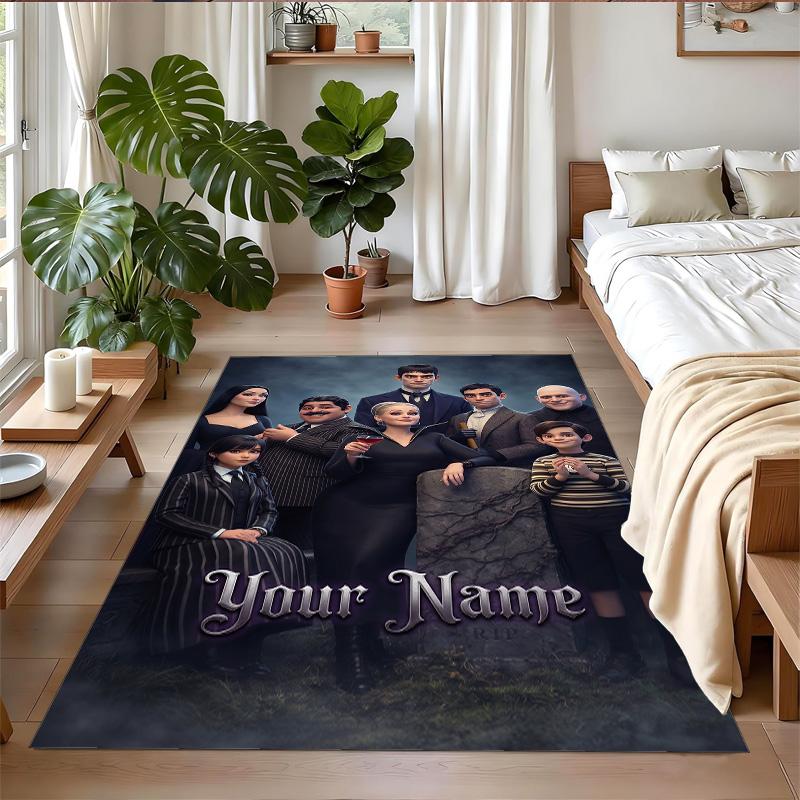 Crystal Velvet Rug Custom Name Text, Soft Non Slip Floor Mat Home DecorThe Addams Family