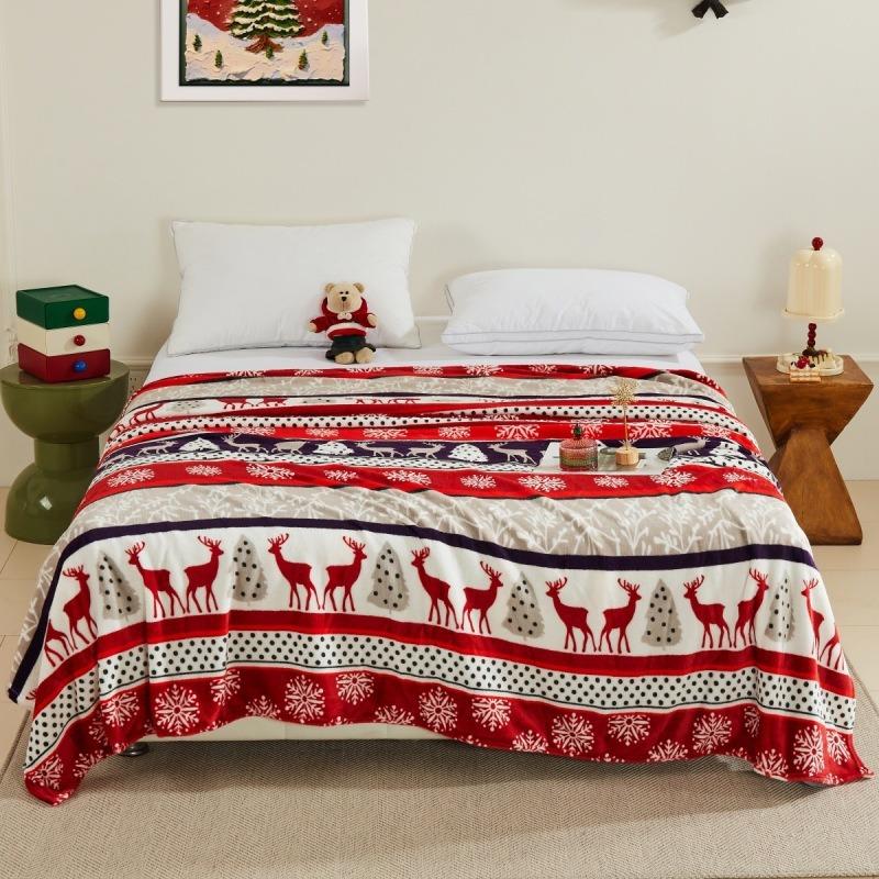 Christmas flannel blanket office nap blanket adult coral fleece blanket milk fleece