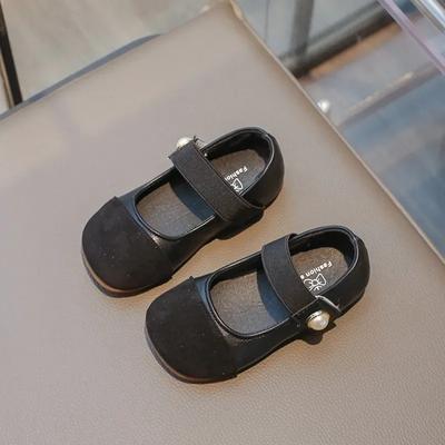 Children Flat Shoes Simple Soft Sole Girls' Princess Dance Shoes Sweet Elegant 2024 New Fashion Kids Leather Shoes Hook&loop