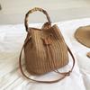 New Hand-held Straw Bag Summer Korean Version Fashion Foreign Trade Shoulder Messenger Bag Bamboo Bag Bucket Bag Women's Bag
