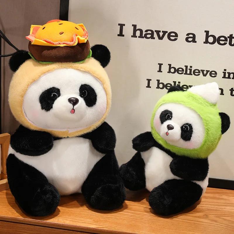 30/40cm Kawaii Foodie Panda Bear Short Plush Stuffed Animal Doll Animals Toy Pillow Cartoon Kawaii Dolls Girls Lover Gifts