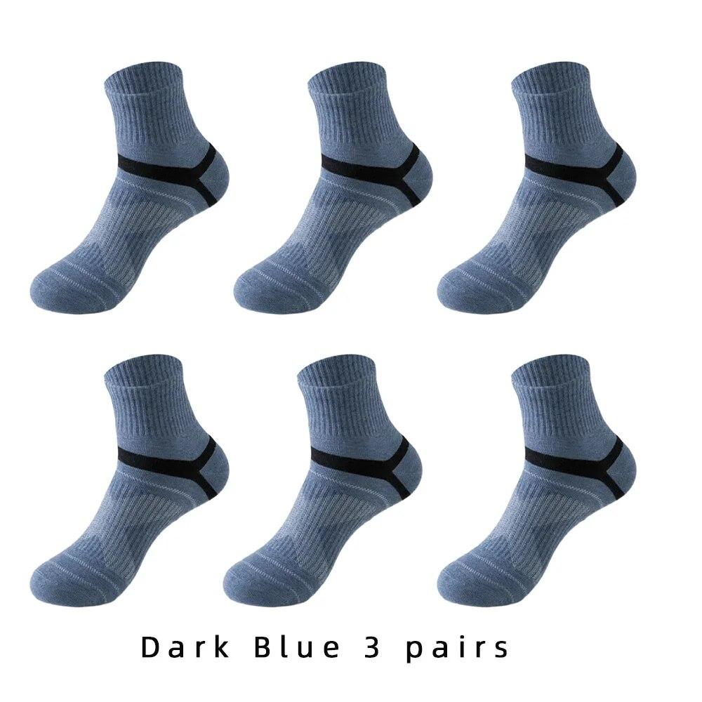 3/5/6 Pairs Cotton Outdoor Sports Socks, Sweat Absorbing and Odor Resistant Cotton Running Basketball Socks, Trendy Socks