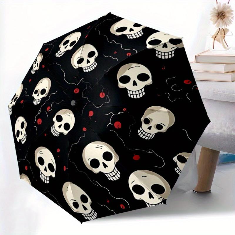 1pc Skull Pattern Automatic Opening/Closing Folding Umbrella with 39 Ribs, Plastic Handle, Windproof Portable Sunshade Umbrella Y250726079