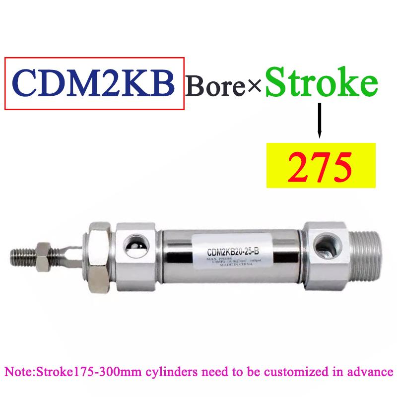 Stainless Steel Pneumatic Cylinder CDM2KB Mini Hexagonal Piston Rod Anti Rotation CDM2KB20/25/32/40-50X75X100X150X200X300