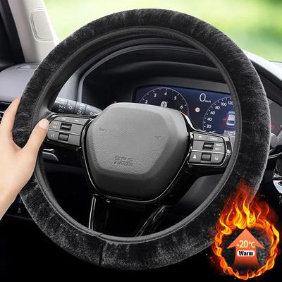 Car Steering Wheel Cover Gearshift Handbrake Cover Protector Decoration Winters Warm Thick Plush Collar Soft Non Slip Women Man