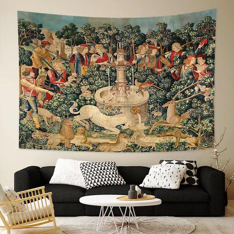 Phoenix Unicorn Series Retro Ethnic Style Tapestry Nordic INS Wall Art Hanging Cloth for Living Room Bedroom Headboard