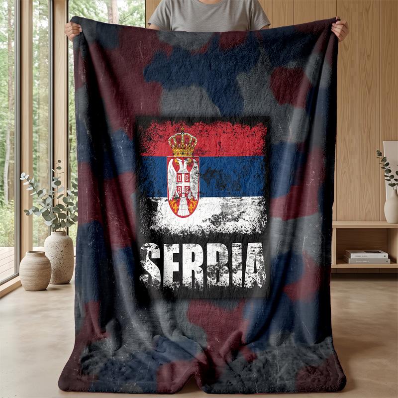 Coperta in Flanella Stampata Serbia Amica della Pelle Calda Decorativa Plaid per Divano Letto Interno Uso Quotidiano