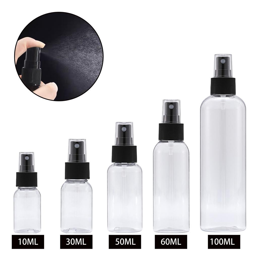 10PCS 10/20/30/50/60/100ml Refillable Empty Portable Clear Plastic Bottle Fine Mist Spray Alcohol Travel Perfume Atomizer Bottle