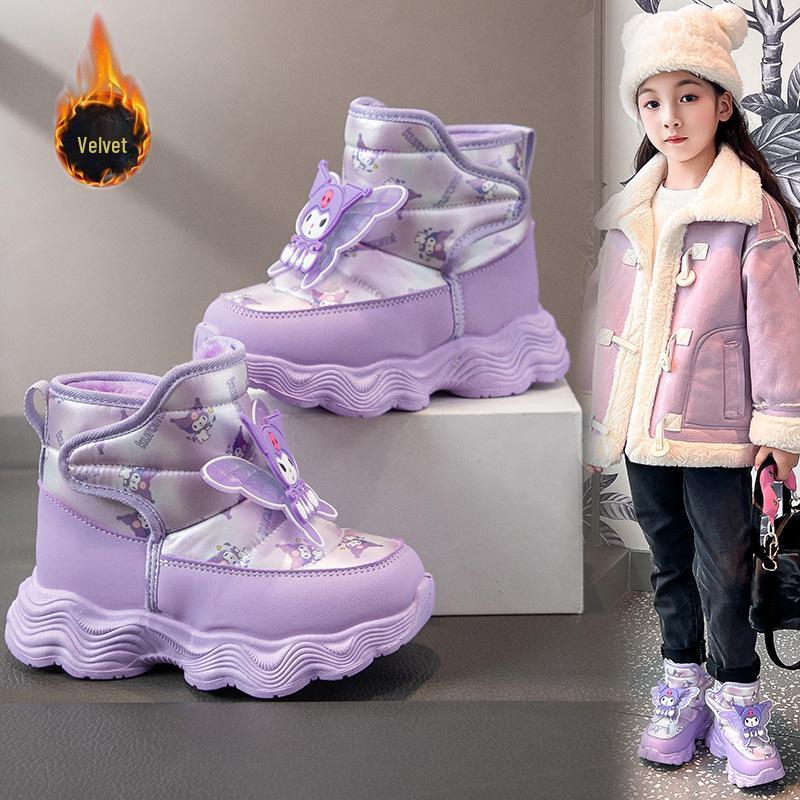 Girls' Fleece-Lined Snow Boots, 2025 Winter Style, Waterproof & Non-Slip, Warm Cotton Shoes for Medium & Large Kids
